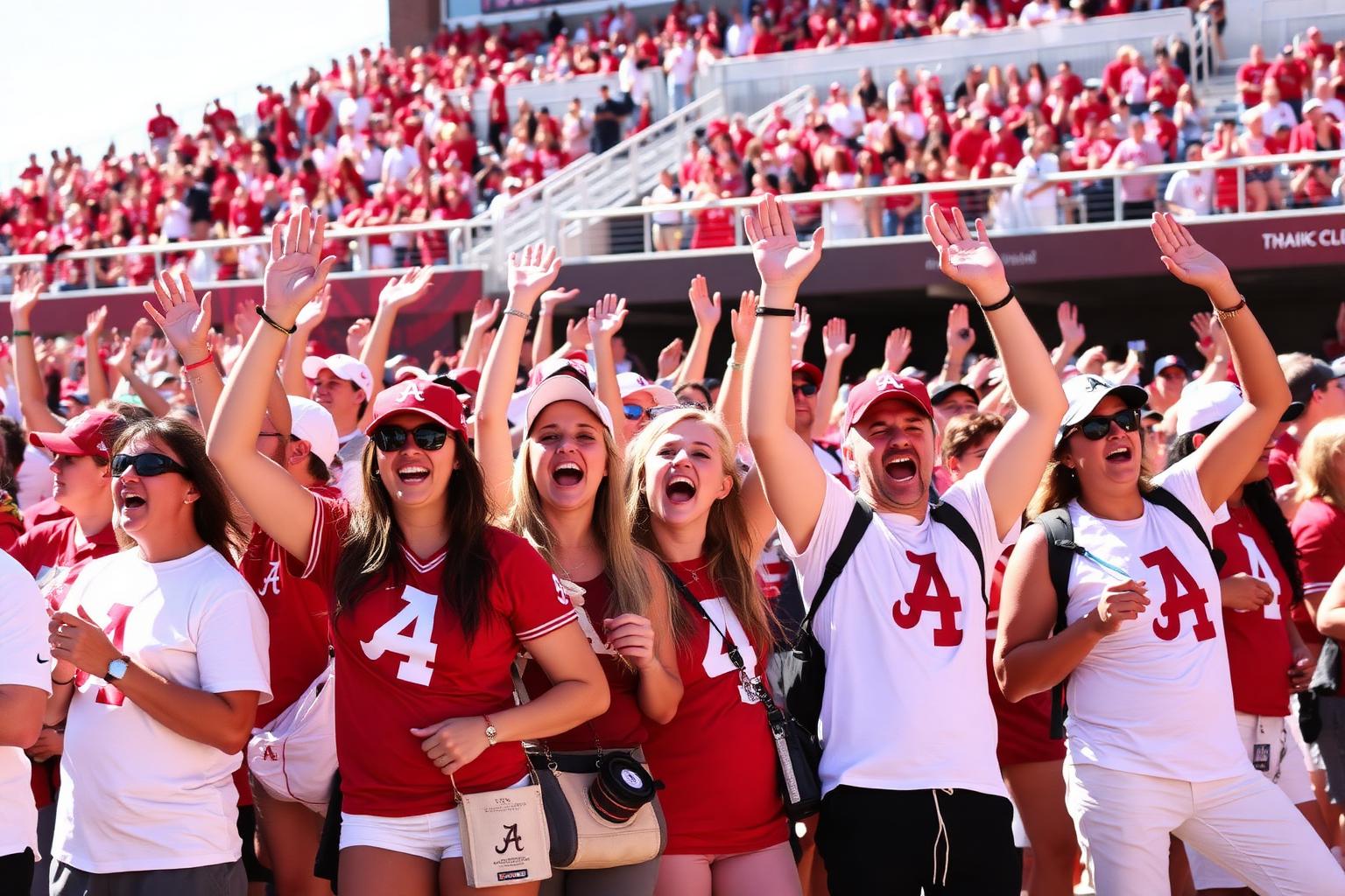 University of Alabama fans cheering on gameday